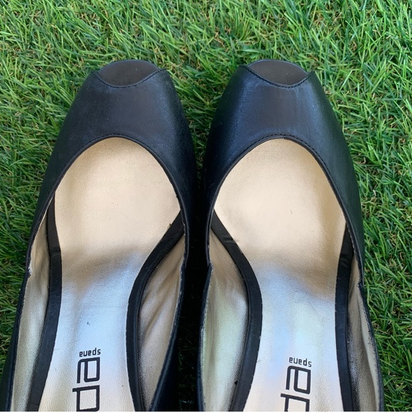 Moda Size 7.5 Black Open Toed 4 Inch Wedges - Picture 6 of 14